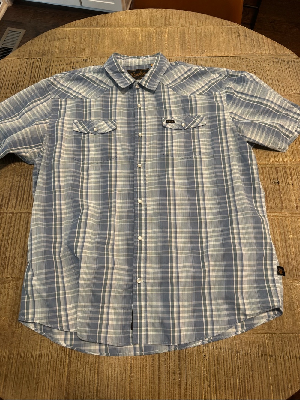 Men's howler brothers Short-Sleeve Light Blue Plaid Button-Down Shirt - Casual